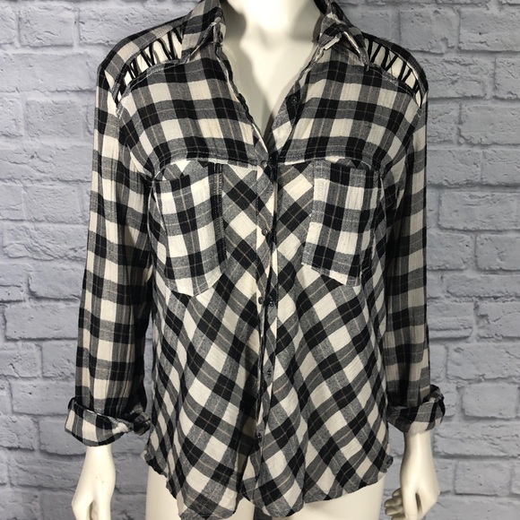 Free People Plaid Snap Down - Picture 2 of 3